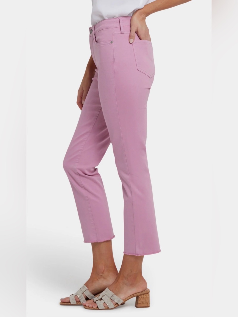 NYDJ Sheri Slim Ankle Jeans With Frayed Hems in Ballet Pink NWT